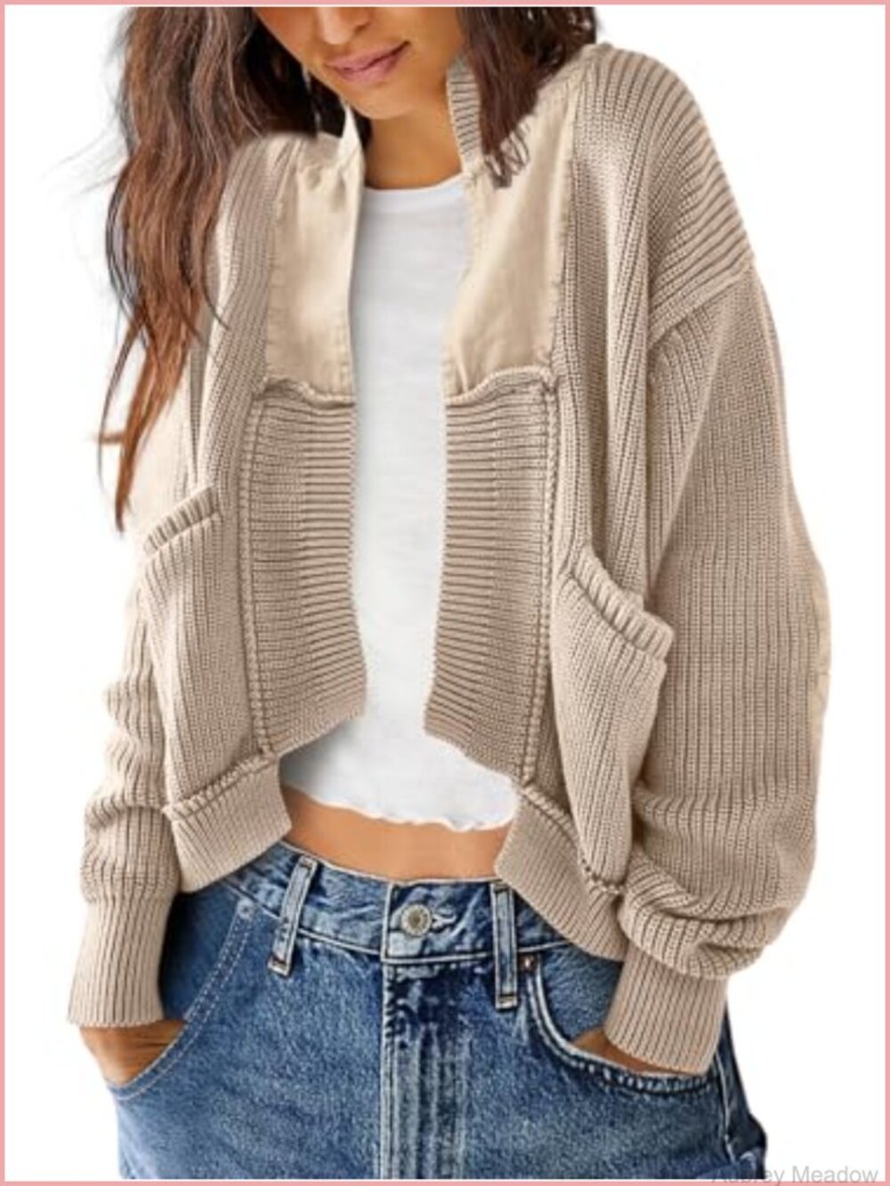 Cable Knit Cardigan Sweater Open Front Long Sleeve Chunky Knit Layer